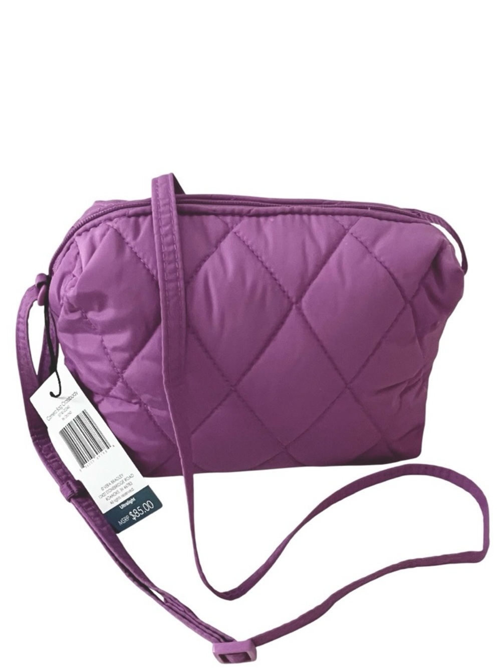 Quilted Crossbody Bag in Purple - Lightweight Everyday Shoulder Bag